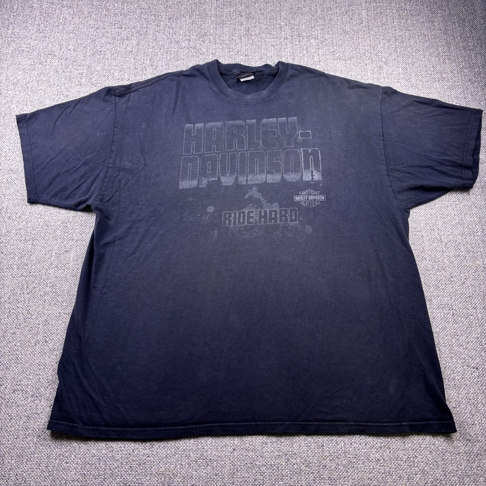 Harley Davidson Ride Hard Graphic T-Shirt Black Men's Sz 2XL